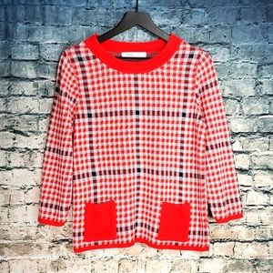Skovhuus | Retro Cottagecore Modern Style Red Plaid Check Pullover Sweater